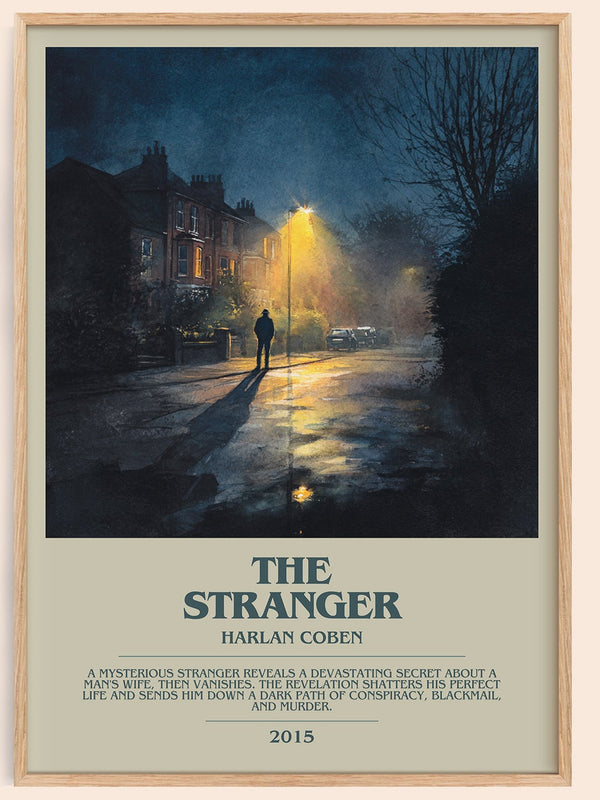 The Stranger bookish book poster by Harlan Coben – framed literary art print