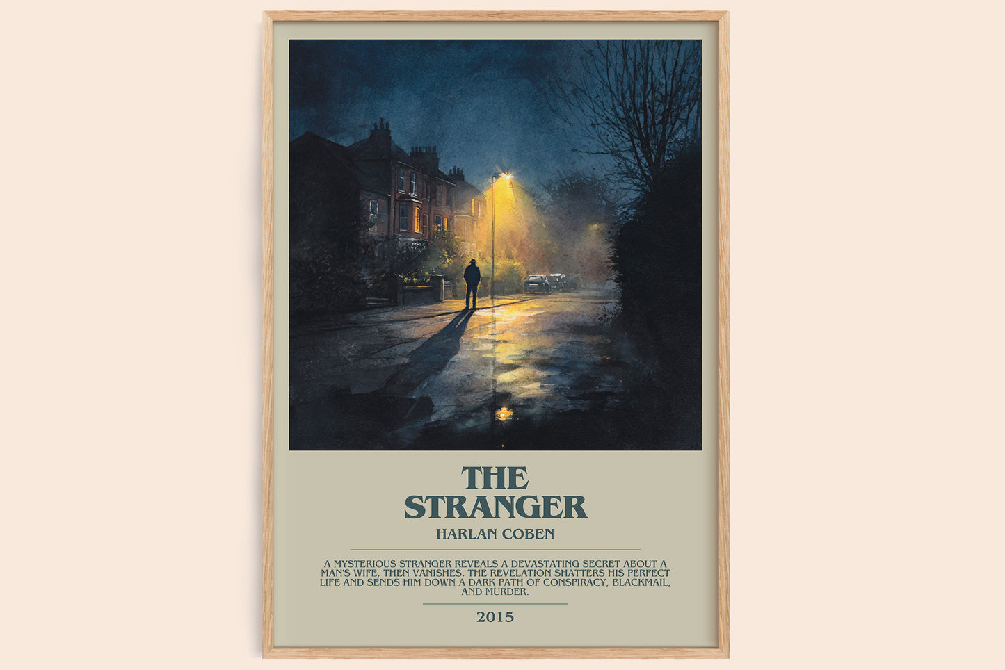The Stranger bookish book poster by Harlan Coben – framed literary art print