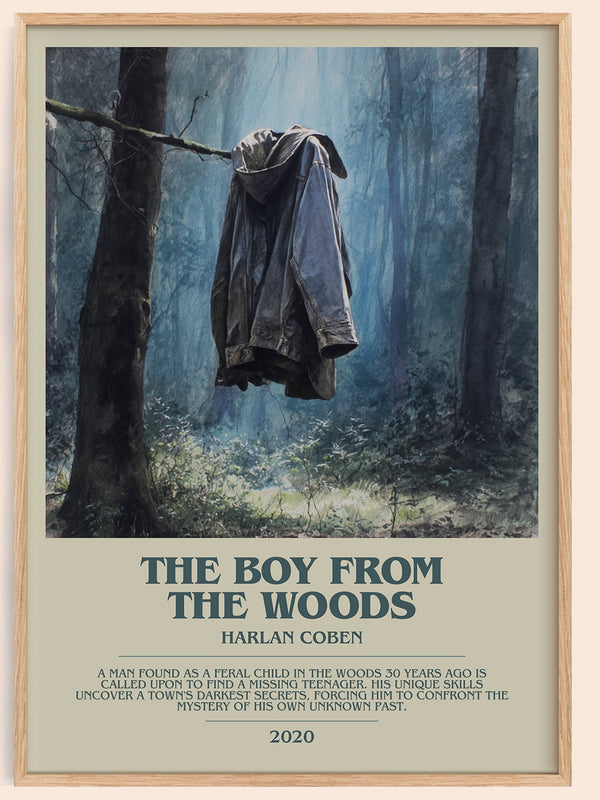 The Boy from the Woods bookish book poster by Harlan Coben – framed literary art print
