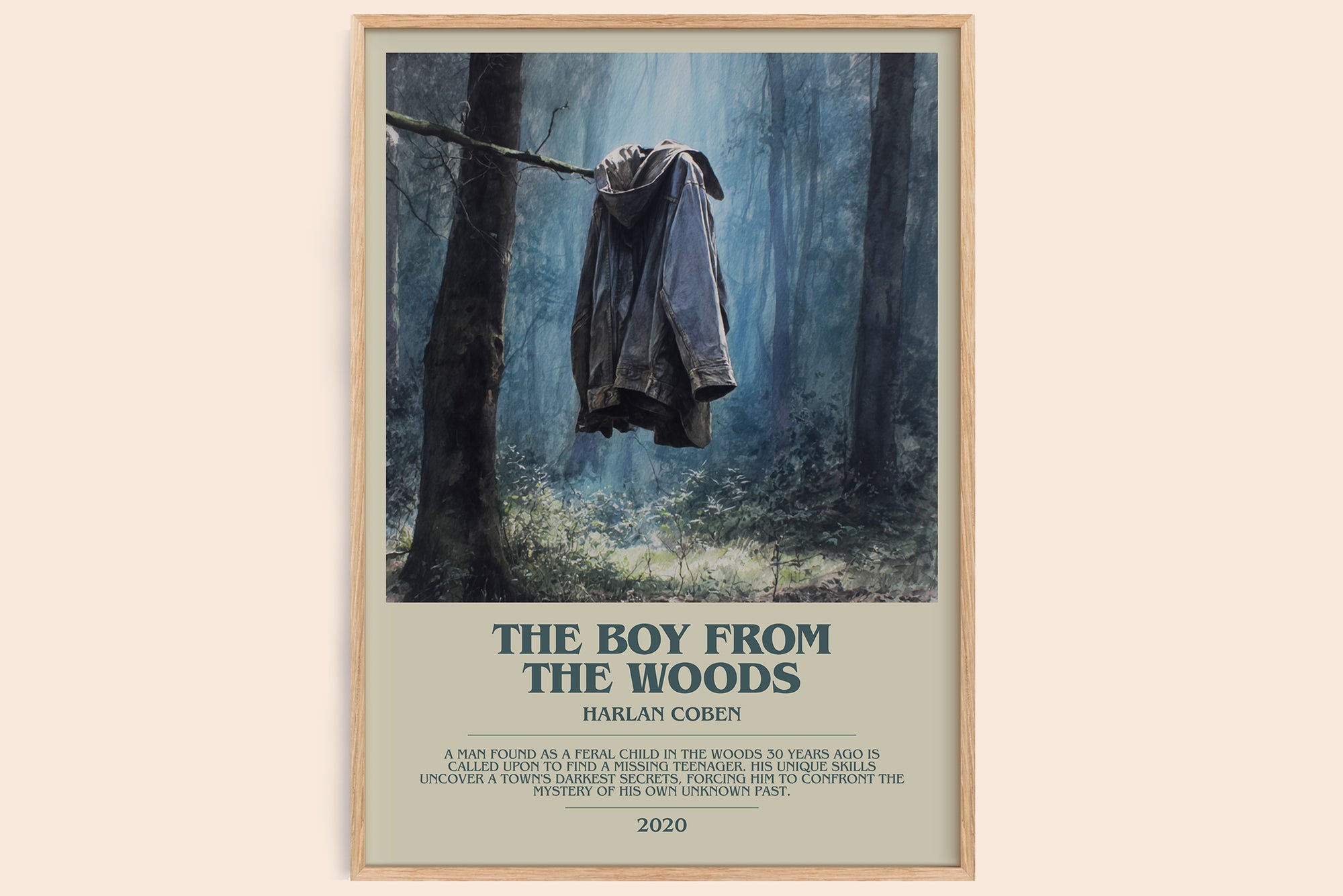 The Boy from the Woods bookish book poster by Harlan Coben – framed literary art print