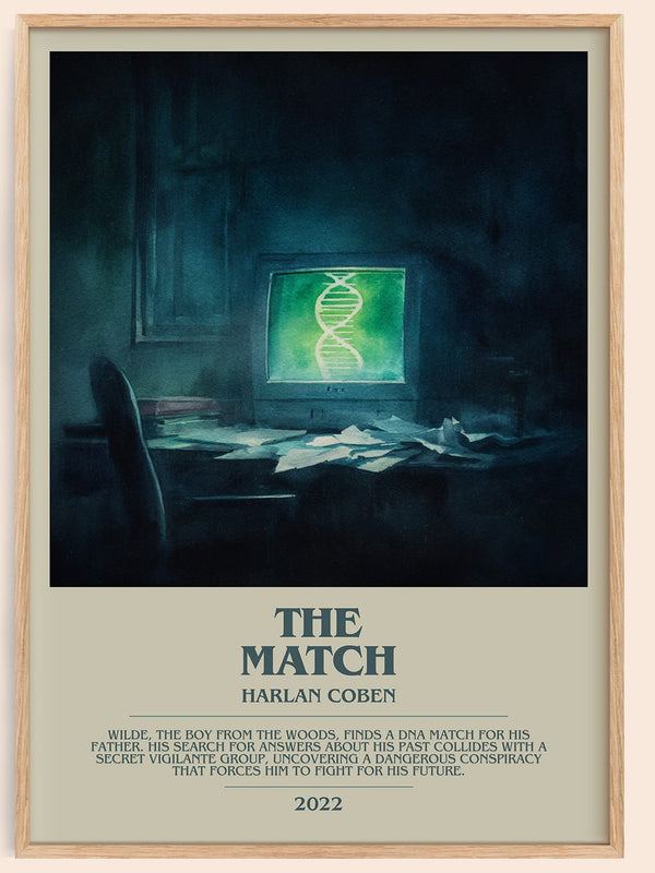 The Match bookish book poster by Harlan Coben – framed literary art print