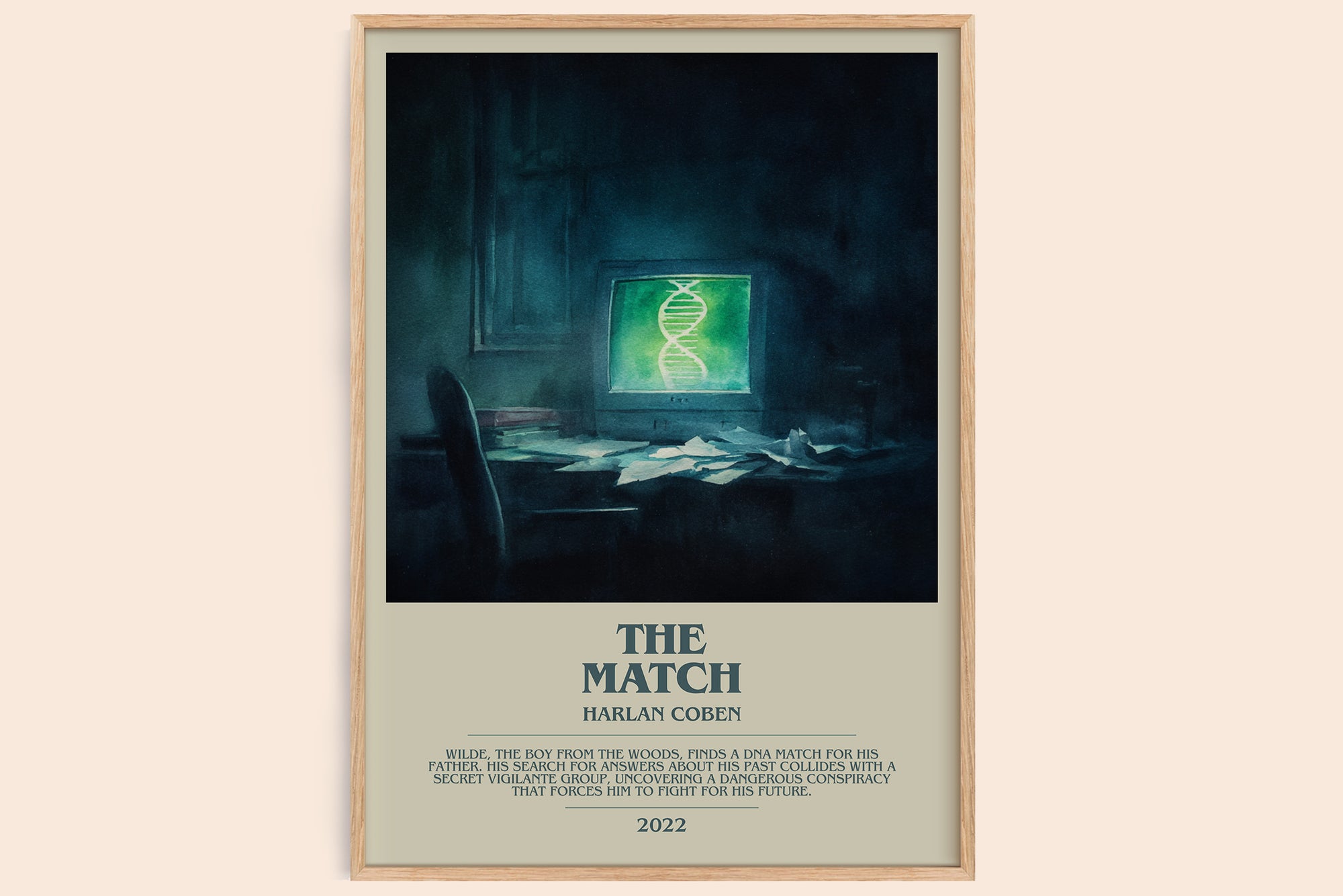The Match bookish book poster by Harlan Coben – framed literary art print
