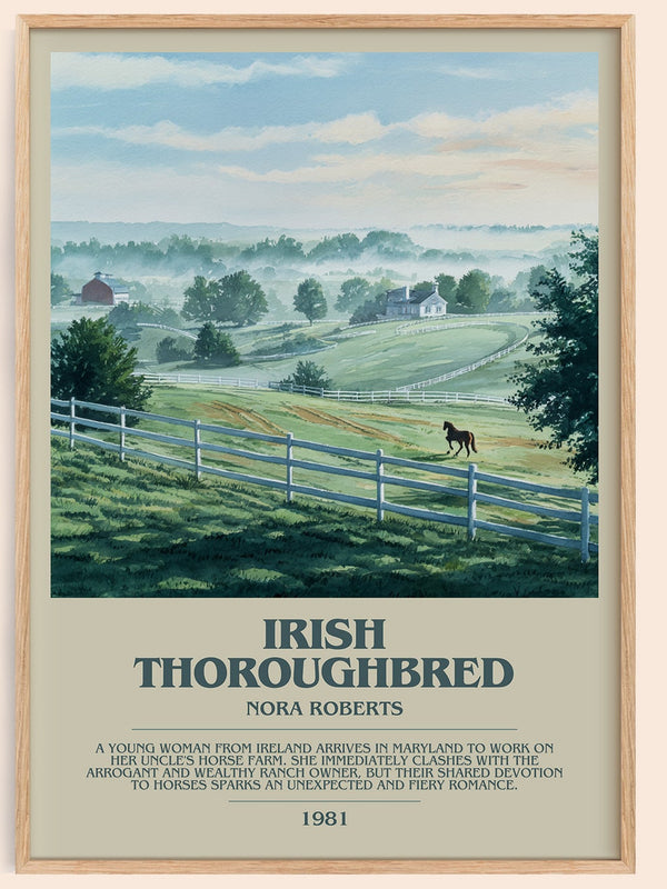 Irish Thoroughbred bookish book poster by Nora Roberts – framed literary art print