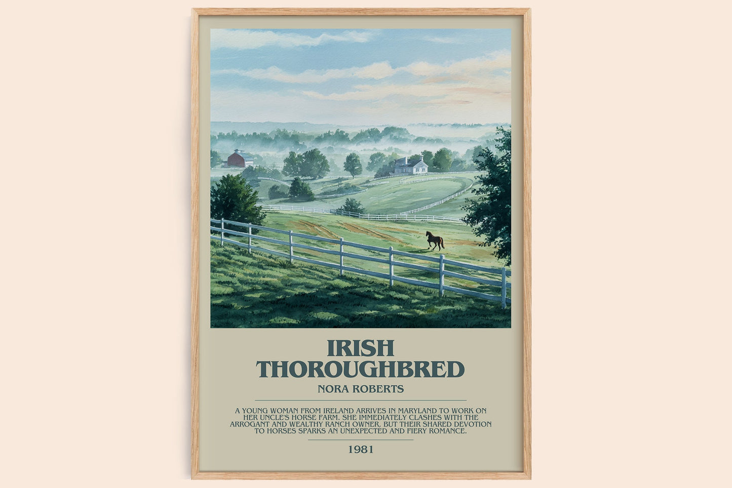 Irish Thoroughbred bookish book poster by Nora Roberts – framed literary art print
