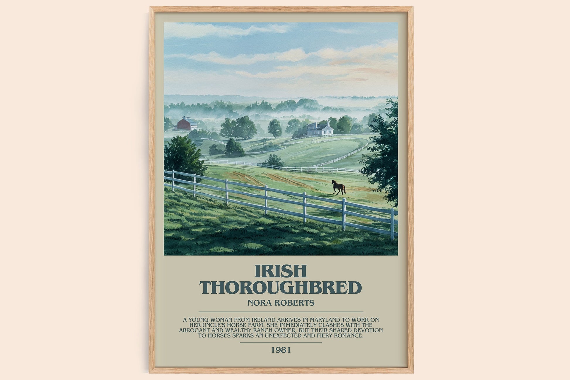 Irish Thoroughbred bookish book poster by Nora Roberts – framed literary art print