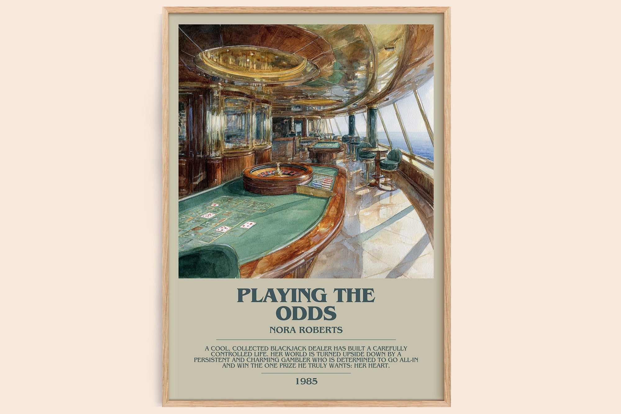 Playing the Odds bookish book poster by Nora Roberts – framed literary art print