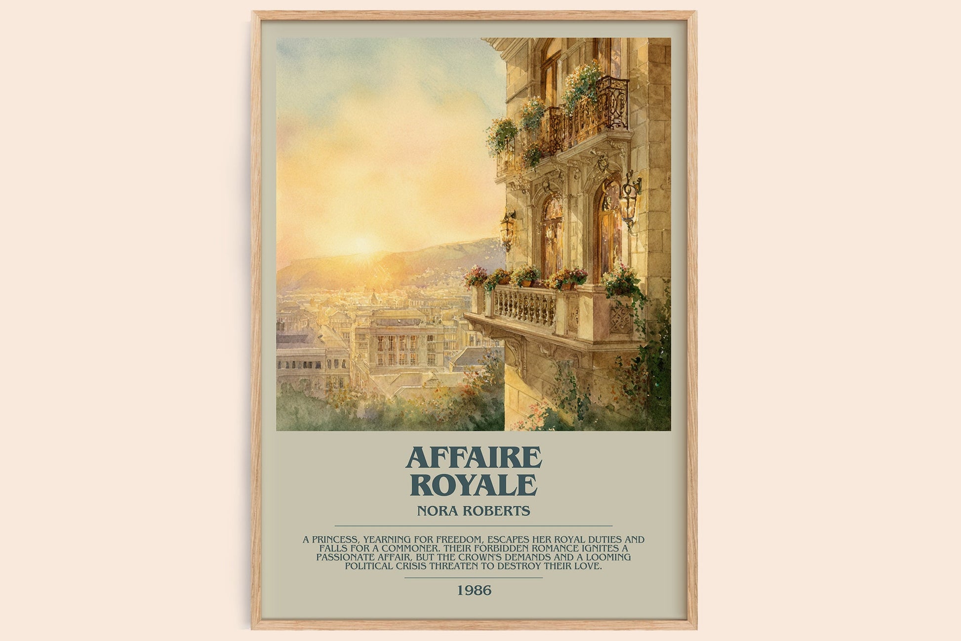 Affaire Royale bookish book poster by Nora Roberts – framed literary art print