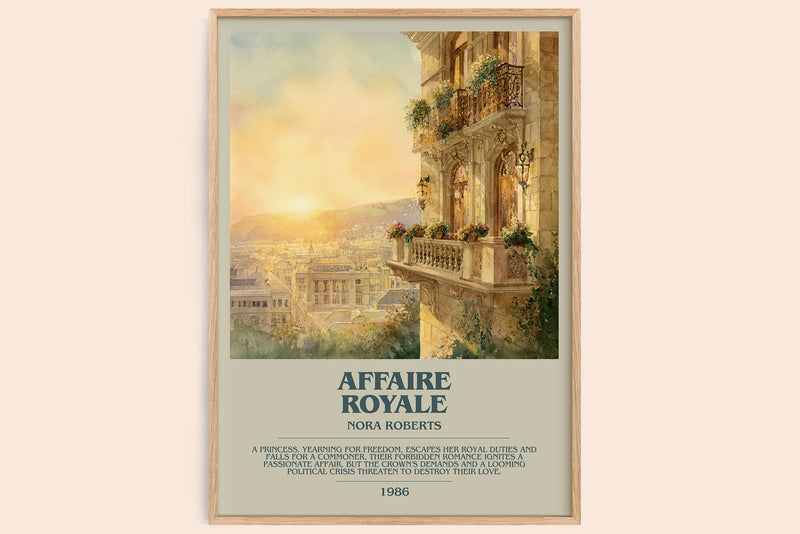 Affaire Royale bookish book poster by Nora Roberts – framed literary art print
