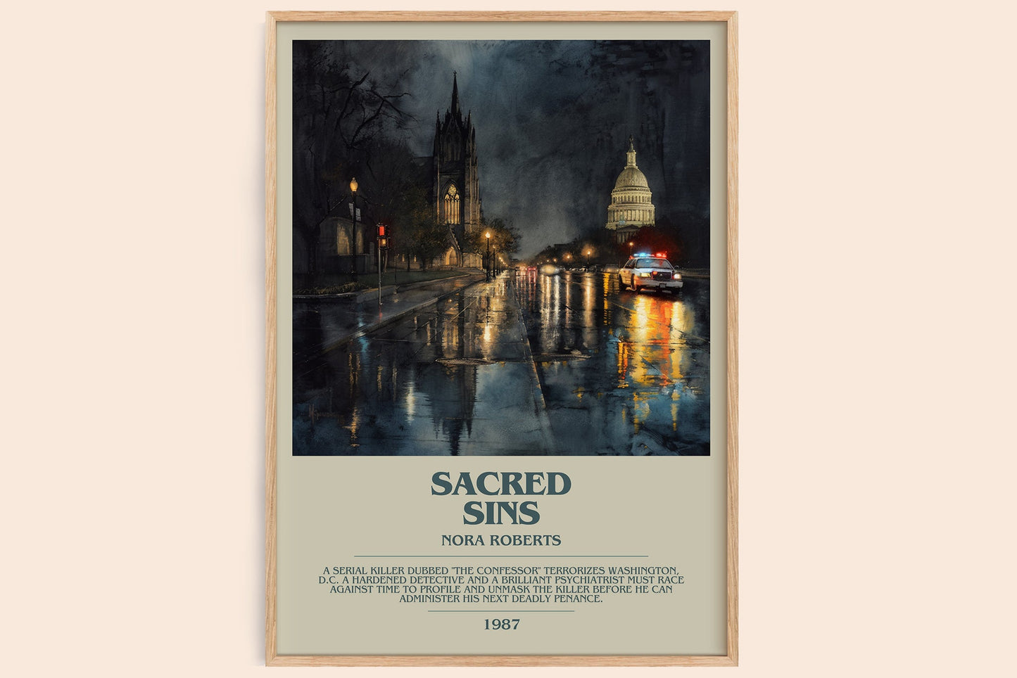 Sacred Sins bookish book poster by Nora Roberts – framed literary art print