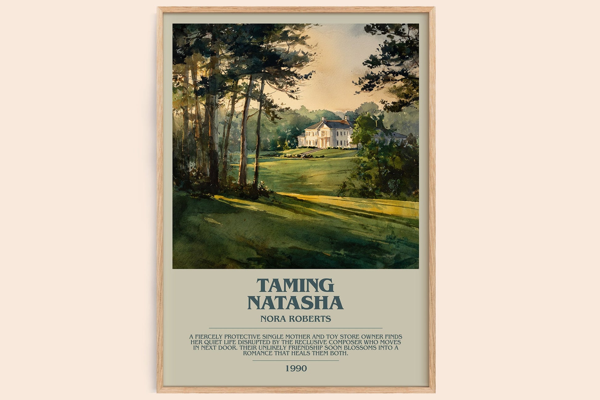 Taming Natasha bookish book poster by Nora Roberts – framed literary art print