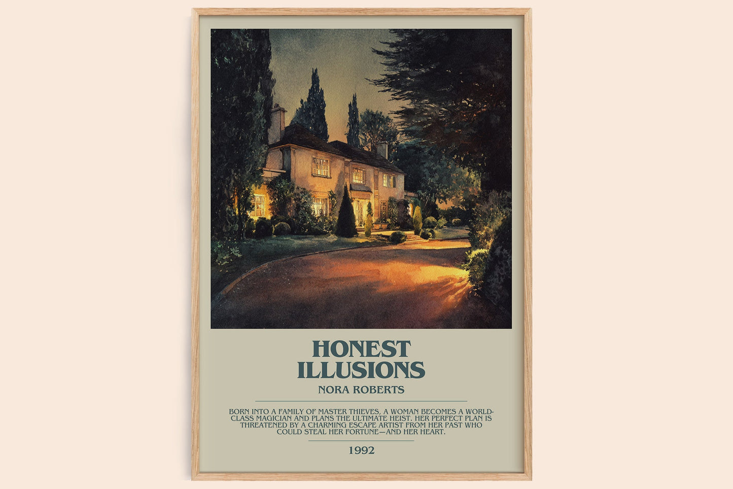 Honest Illusions bookish book poster by Nora Roberts – framed literary art print