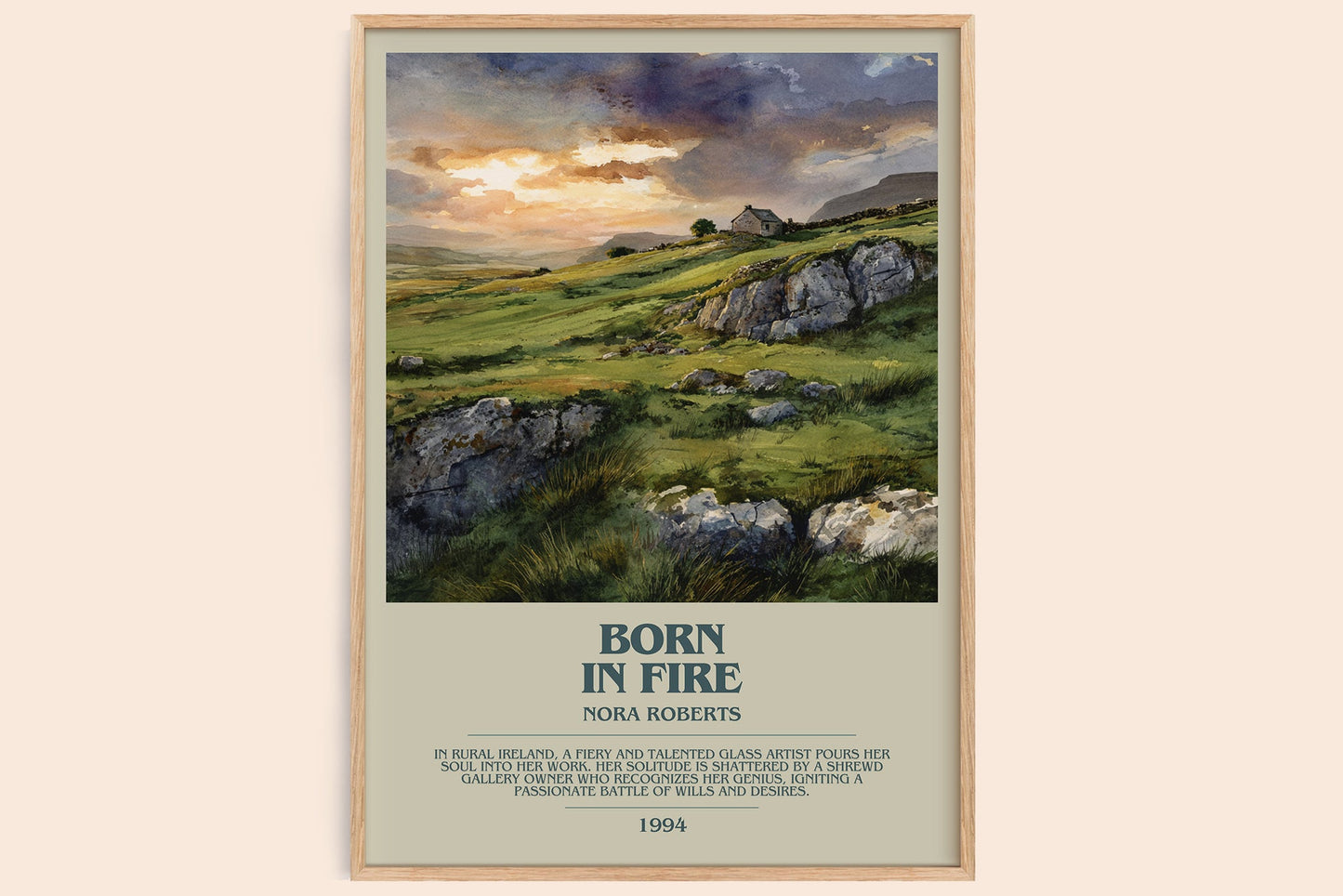 Born in Fire bookish book poster by Nora Roberts – framed literary art print
