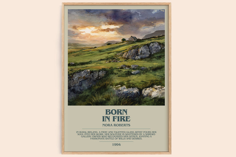 Born in Fire bookish book poster by Nora Roberts – framed literary art print
