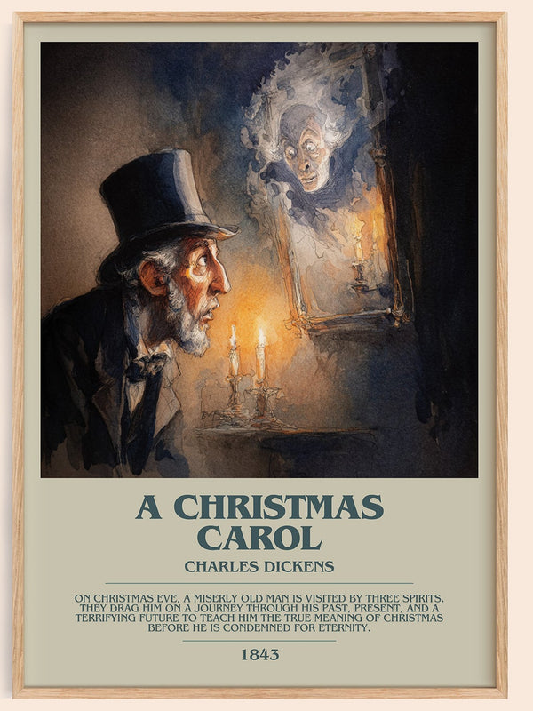 A Christmas Carol bookish book poster by Charles Dickens – framed literary art print