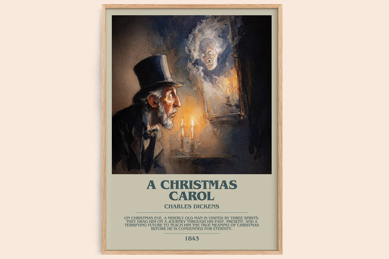 A Christmas Carol bookish book poster by Charles Dickens – framed literary art print