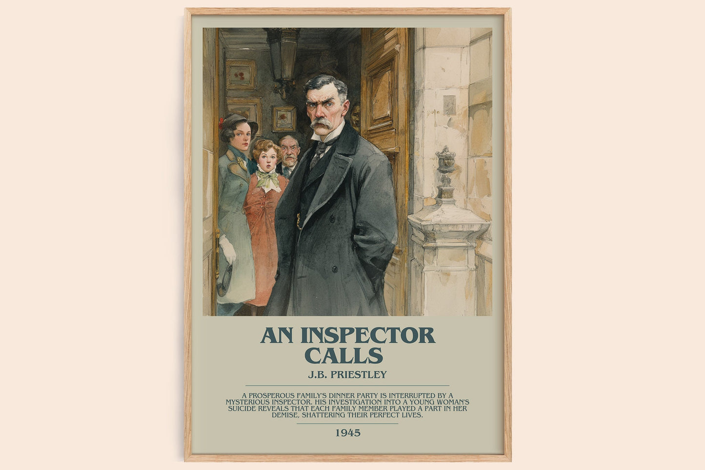 An Inspector Calls bookish book poster by J. B. Priestley – framed literary art print