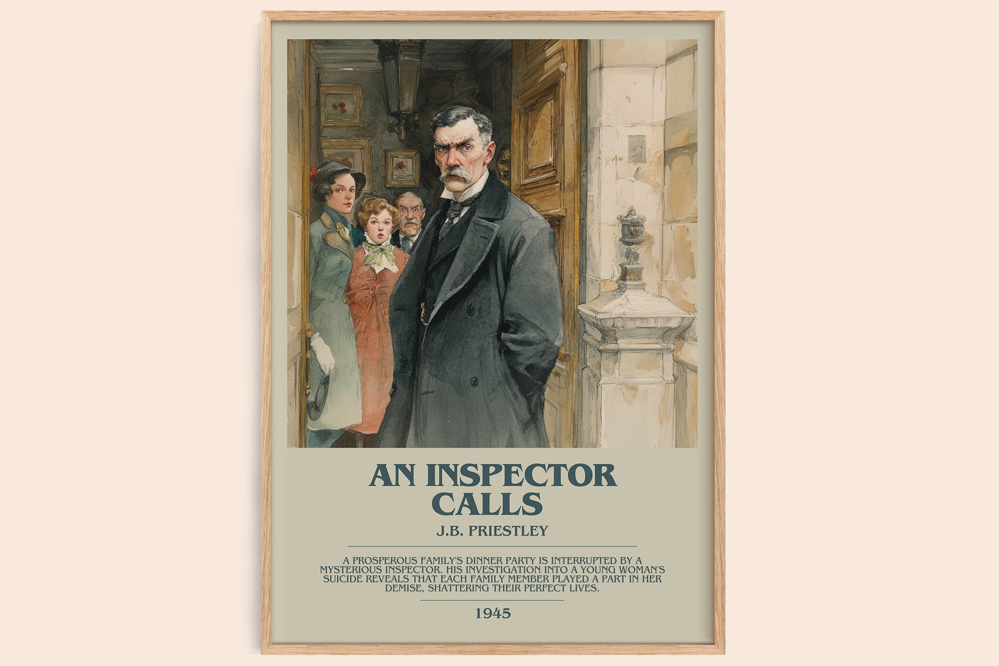 An Inspector Calls bookish book poster by J. B. Priestley – framed literary art print
