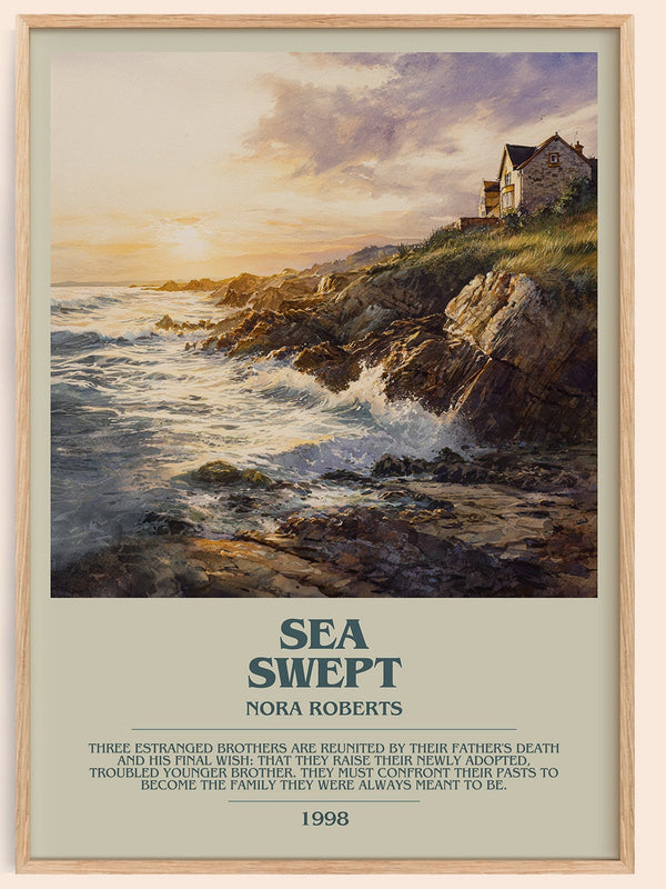 Sea Swept bookish book poster by Nora Roberts – framed literary art print