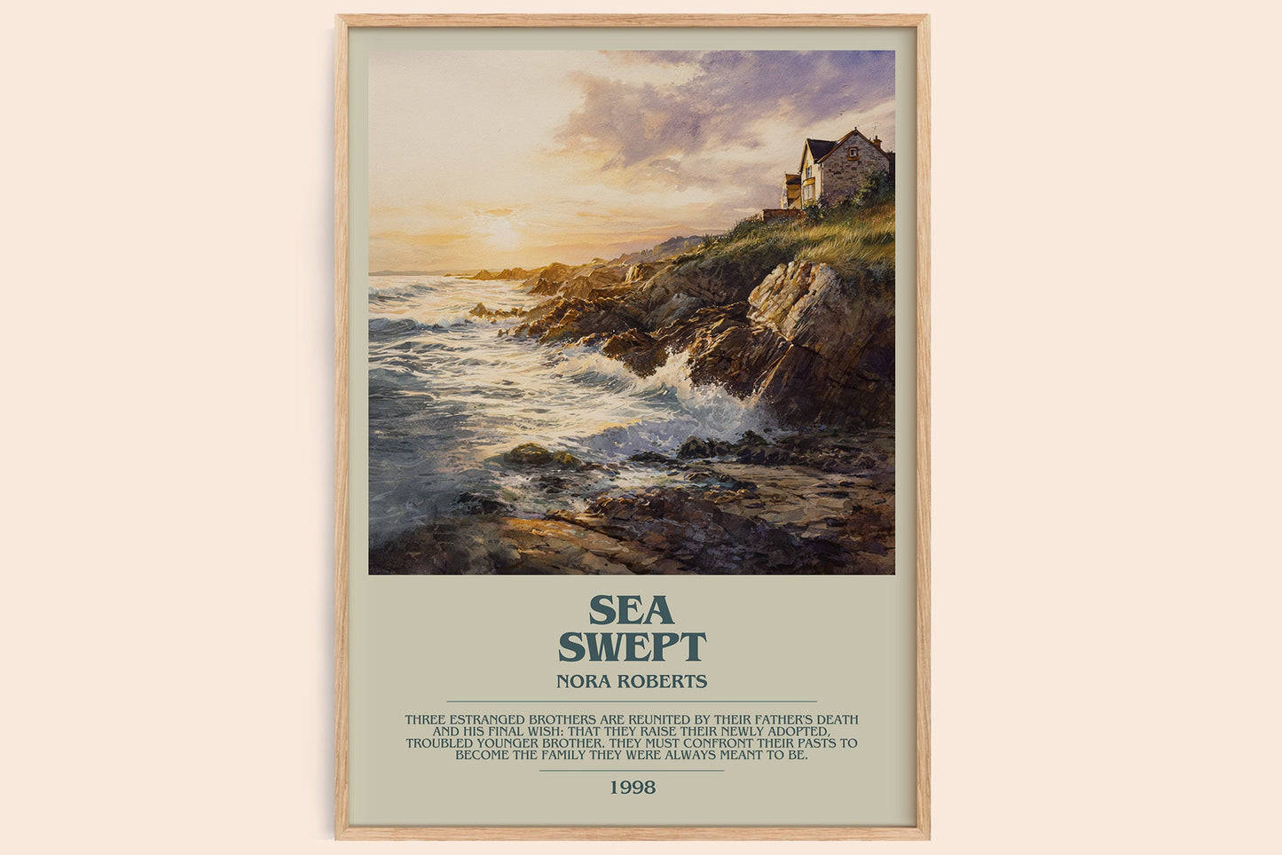 Sea Swept bookish book poster by Nora Roberts – framed literary art print