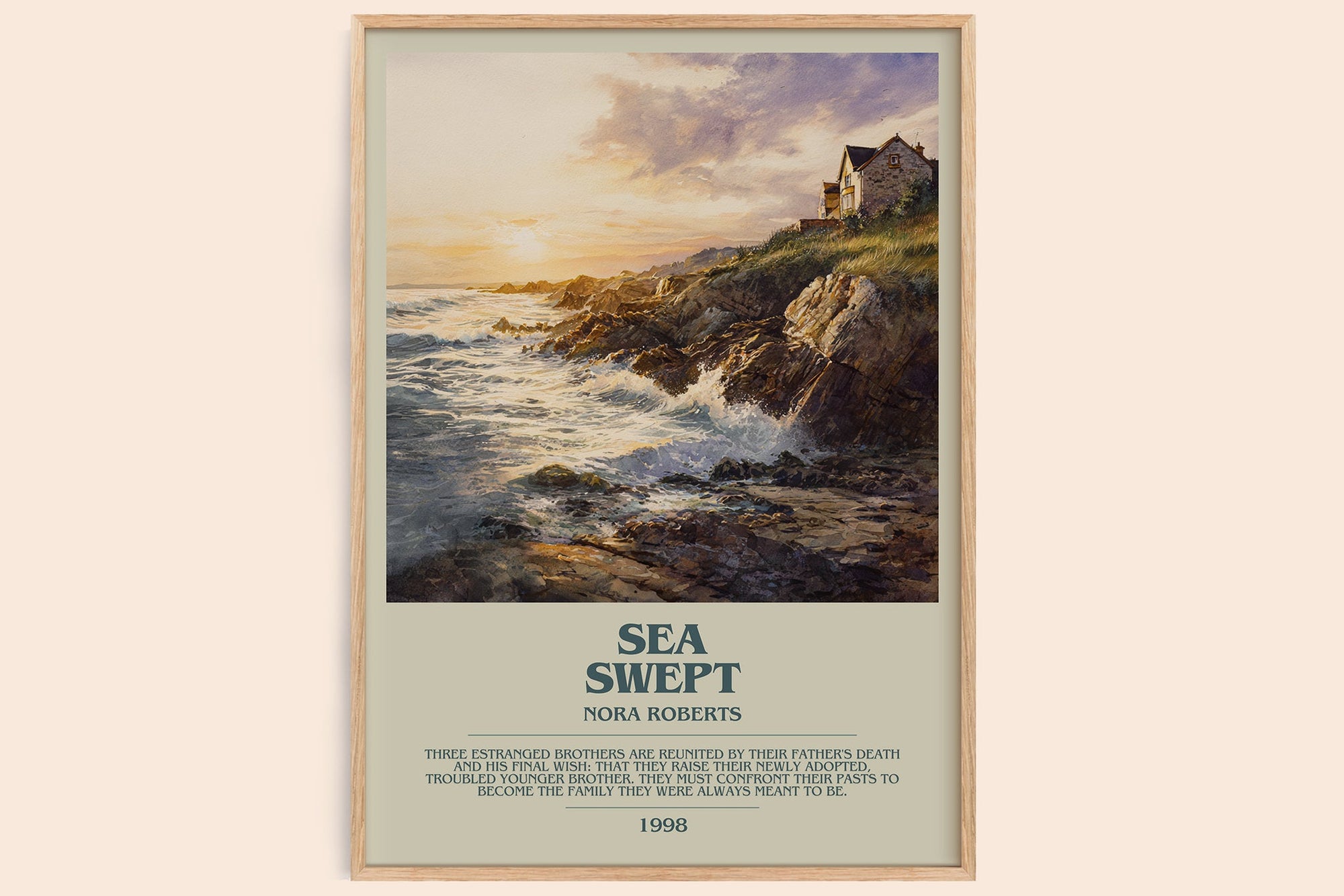Sea Swept bookish book poster by Nora Roberts – framed literary art print