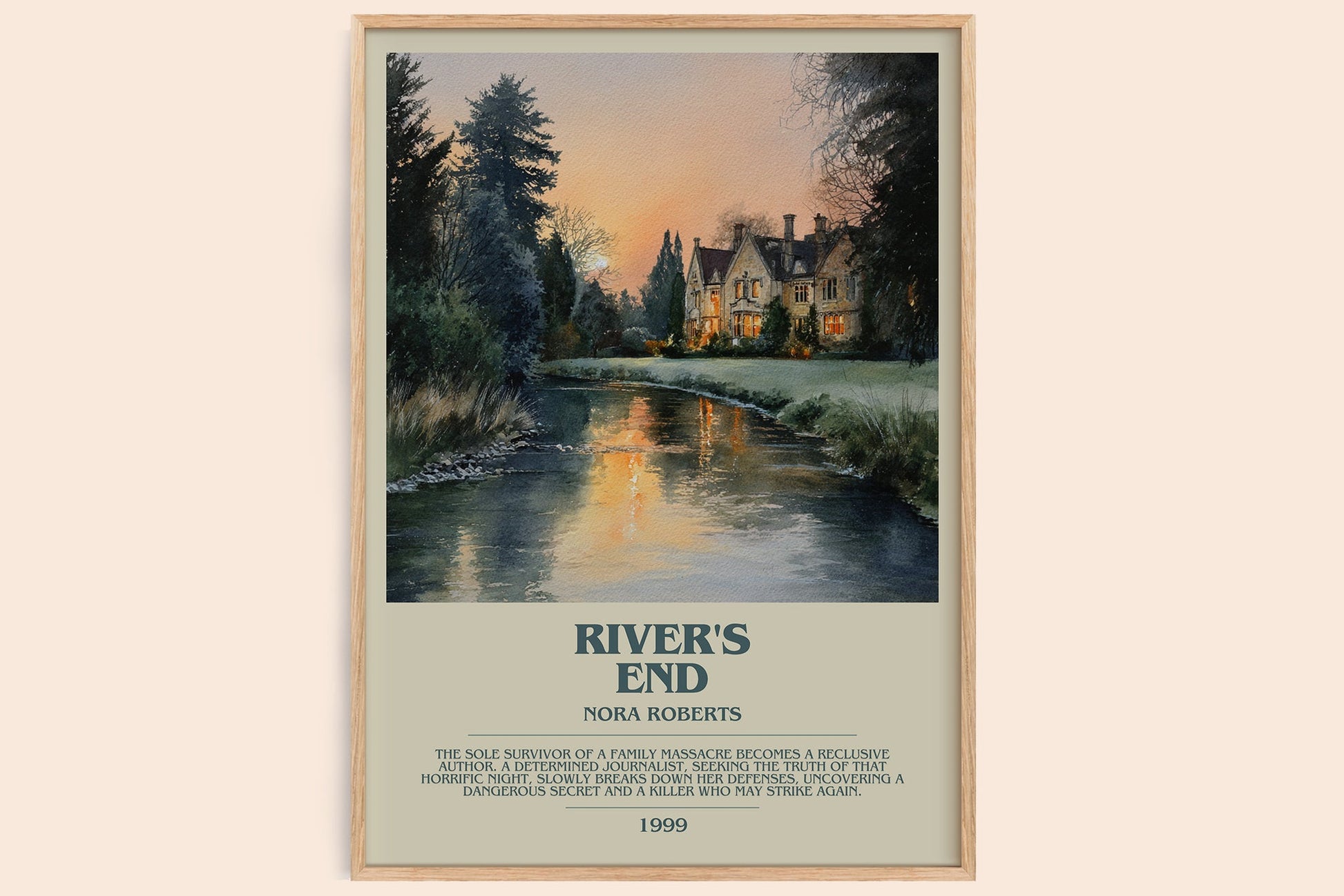 River's End bookish book poster by Nora Roberts – framed literary art print