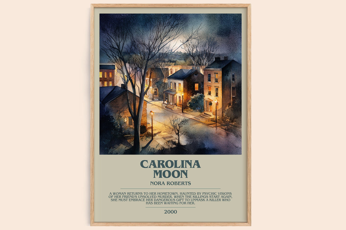 Carolina Moon bookish book poster by Nora Roberts – framed literary art print