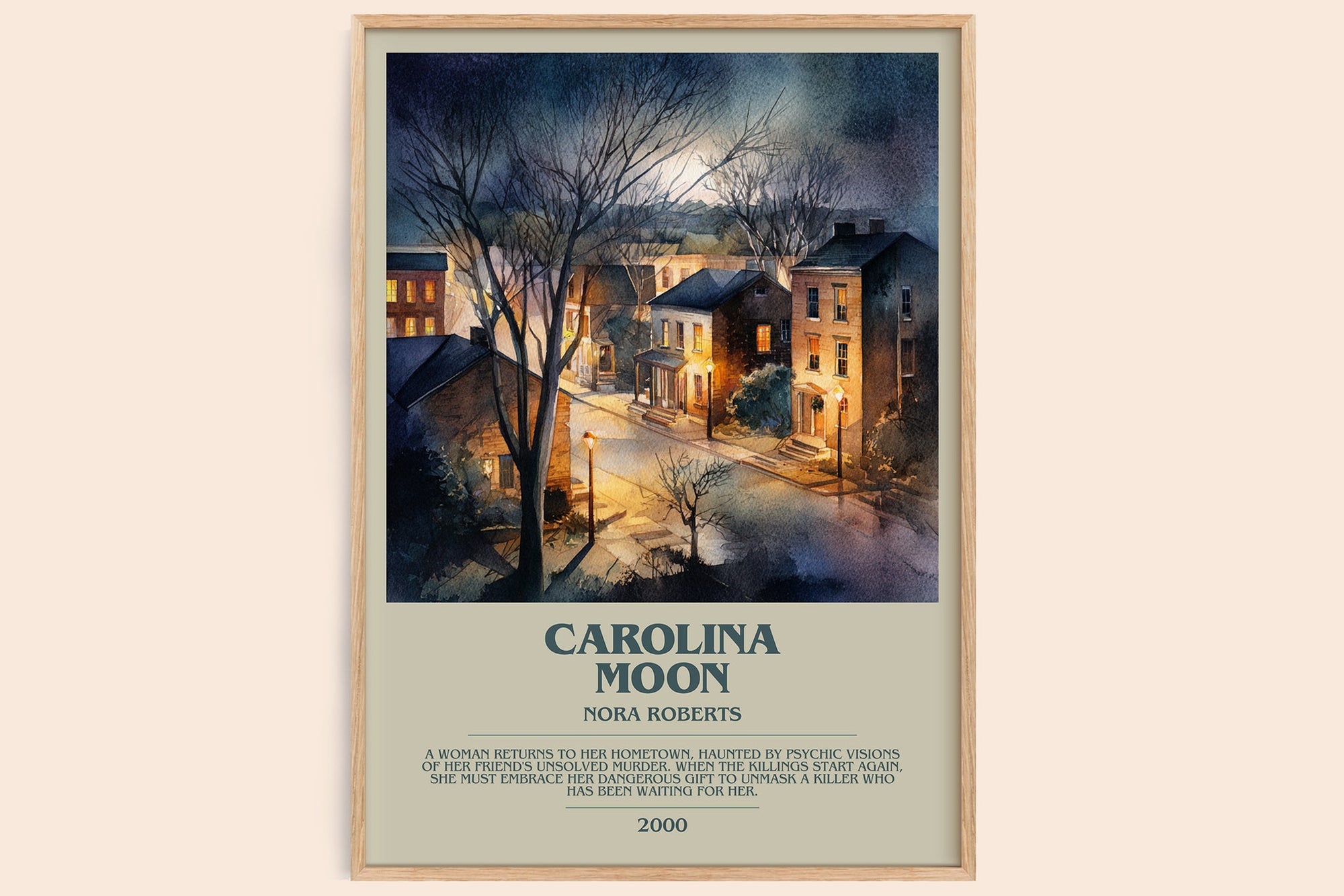 Carolina Moon bookish book poster by Nora Roberts – framed literary art print
