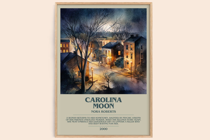 Carolina Moon bookish book poster by Nora Roberts – framed literary art print