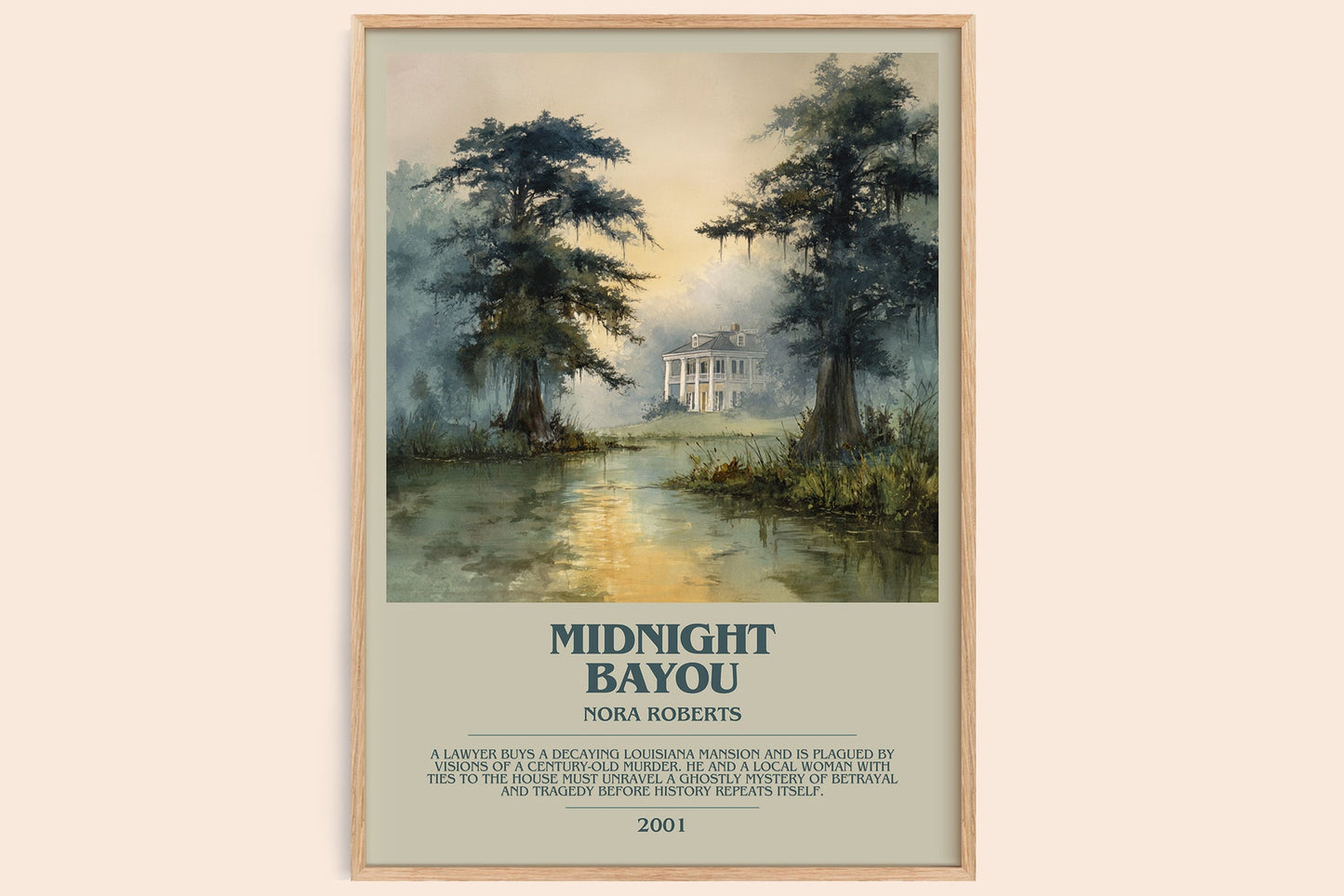 Midnight Bayou bookish book poster by Nora Roberts – framed literary art print