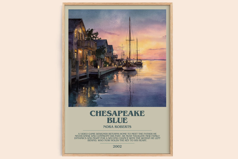 Chesapeake Blue bookish book poster by Nora Roberts – framed literary art print