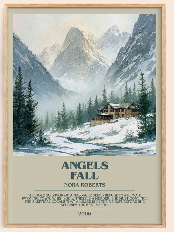 Angels Fall bookish book poster by Nora Roberts – framed literary art print