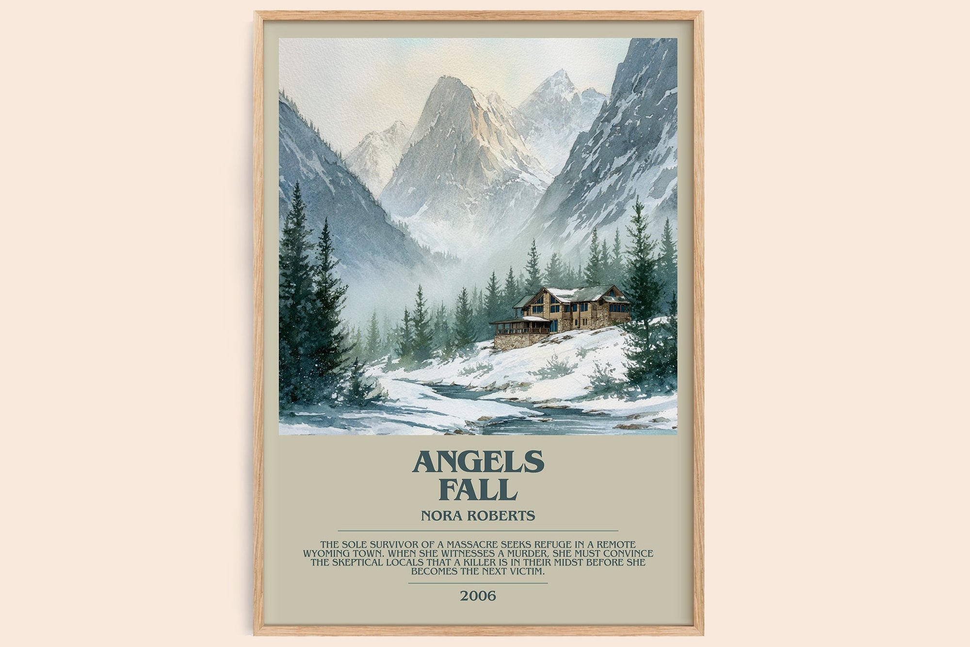 Angels Fall bookish book poster by Nora Roberts – framed literary art print