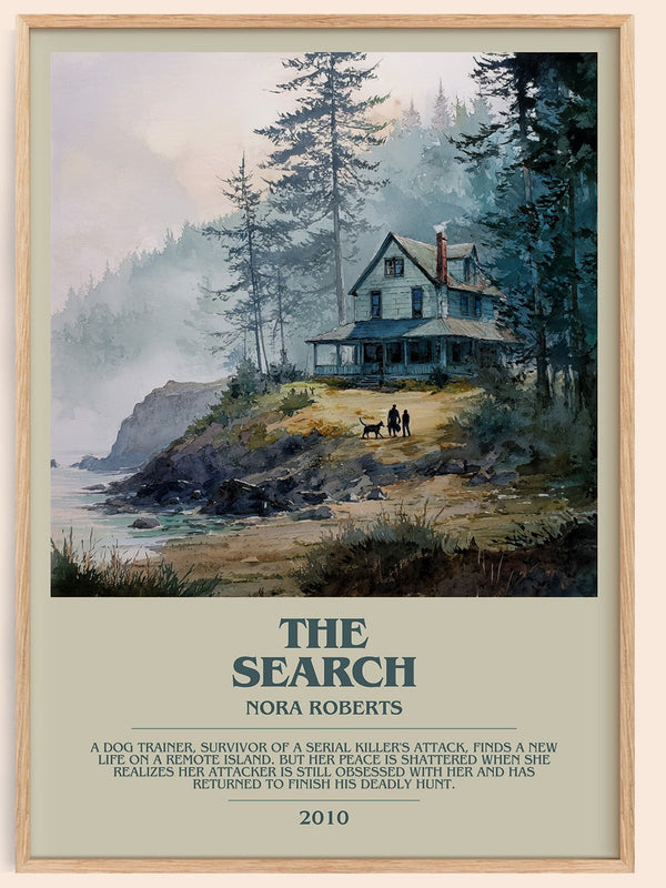 The Search bookish book poster by Nora Roberts – framed literary art print