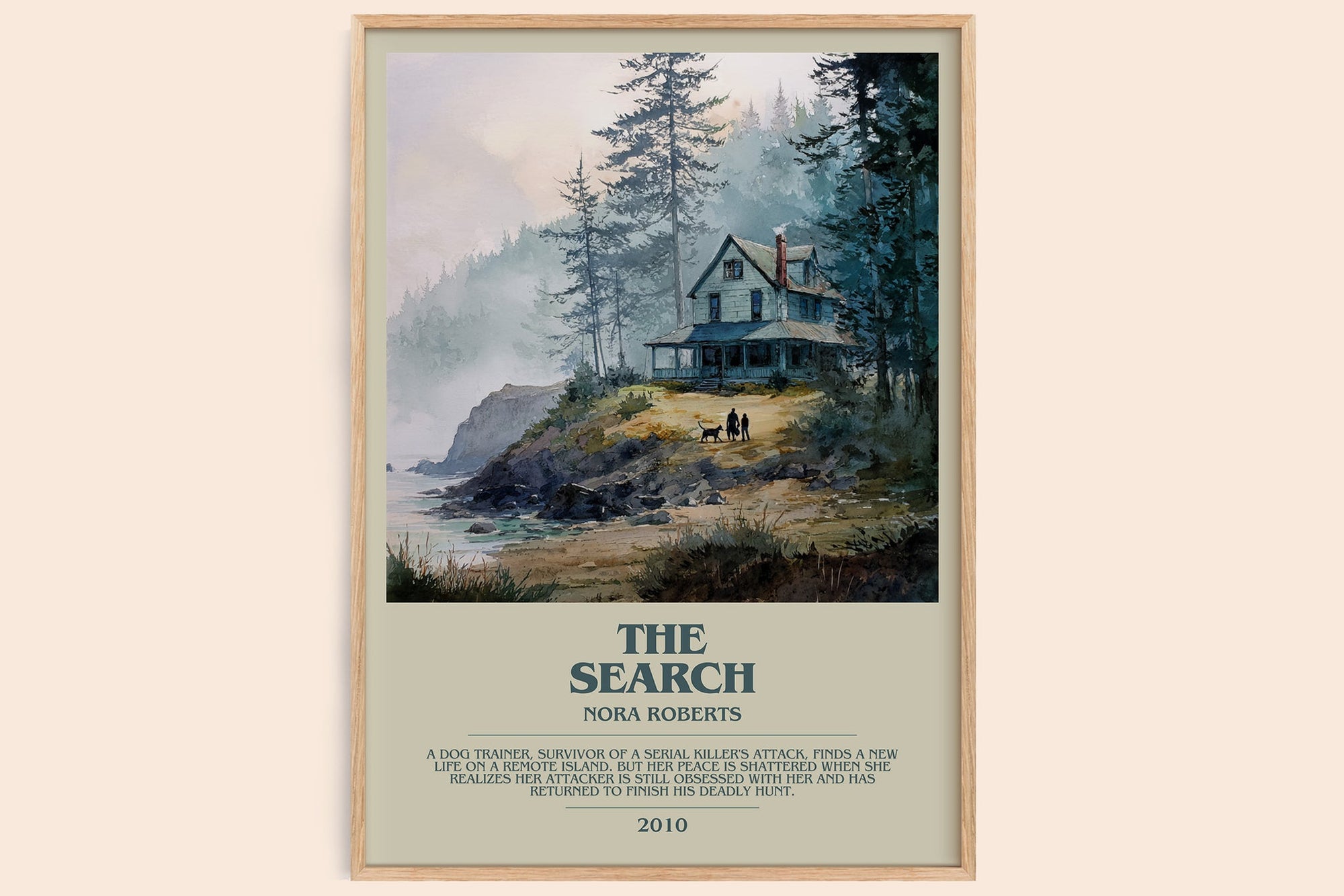 The Search bookish book poster by Nora Roberts – framed literary art print