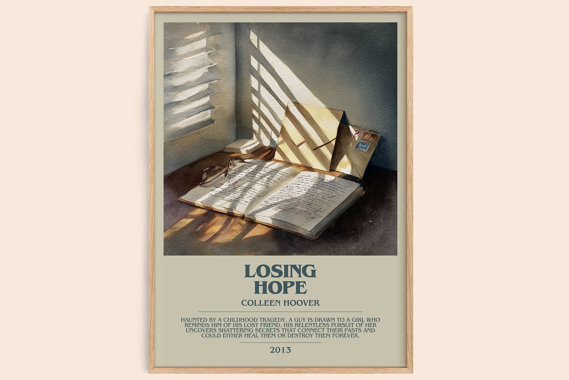 Losing Hope bookish book poster by Colleen Hoover – framed literary art print