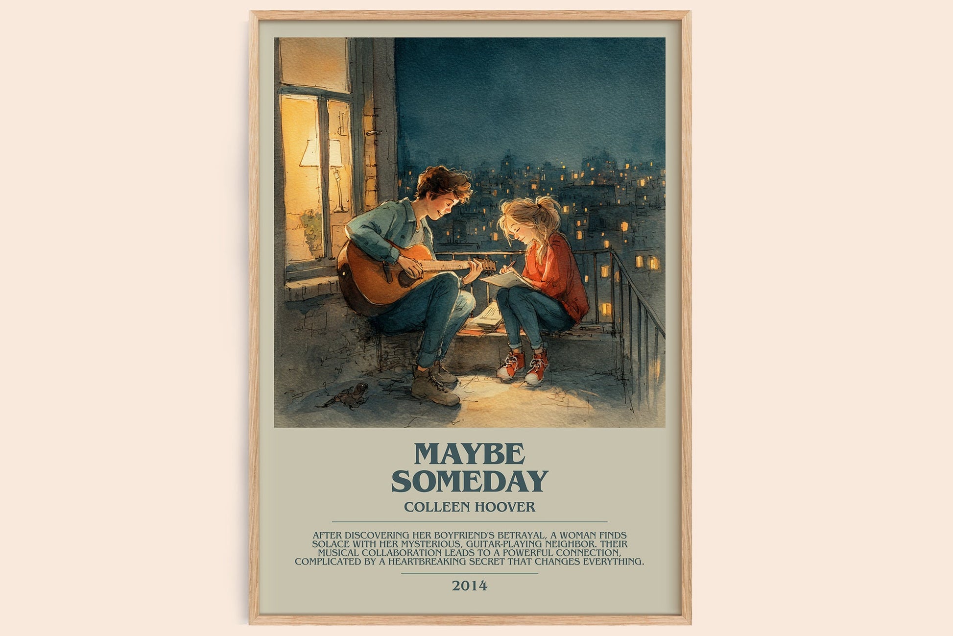 Maybe Someday bookish book poster by Colleen Hoover – framed literary art print