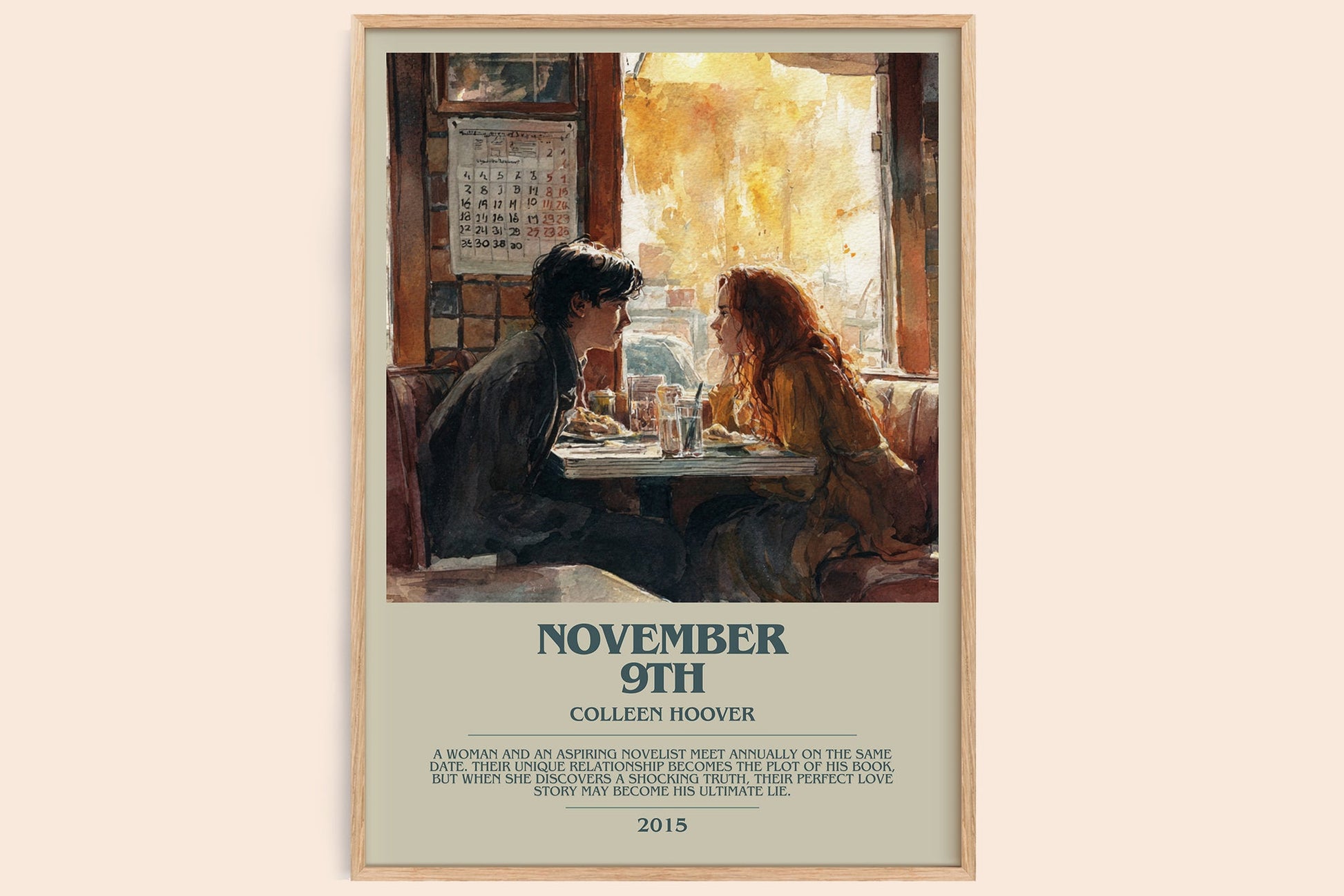 November 9 bookish book poster by Colleen Hoover – framed literary art print
