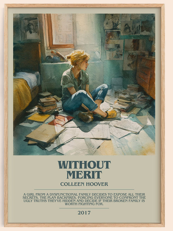 Without Merit bookish book poster by Colleen Hoover – framed literary art print