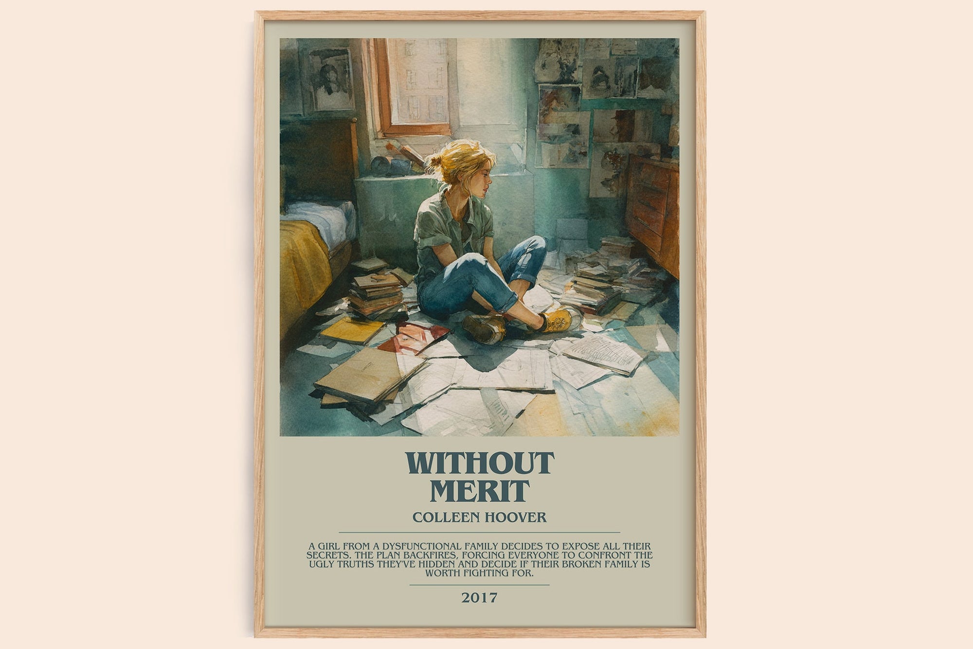 Without Merit bookish book poster by Colleen Hoover – framed literary art print