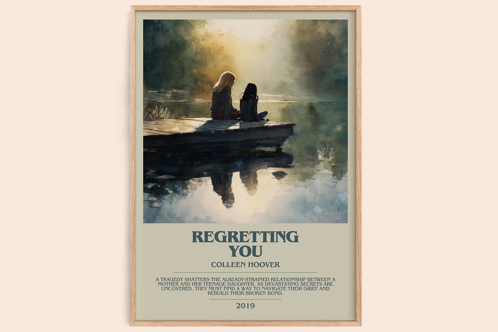 Regretting You bookish book poster by Colleen Hoover – framed literary art print