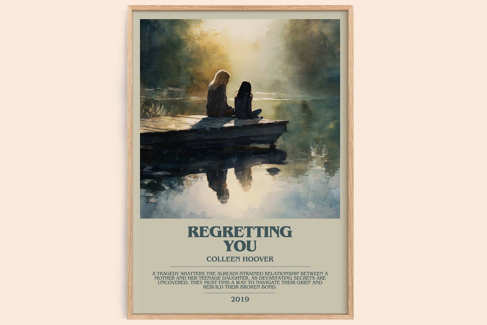 Regretting You bookish book poster by Colleen Hoover – framed literary art print