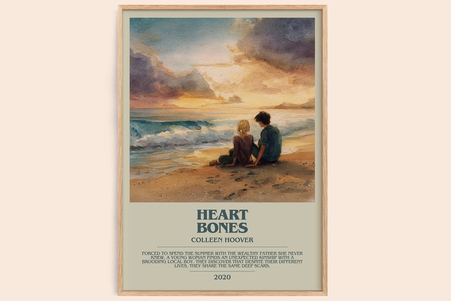 Heart Bones bookish book poster by Colleen Hoover – framed literary art print