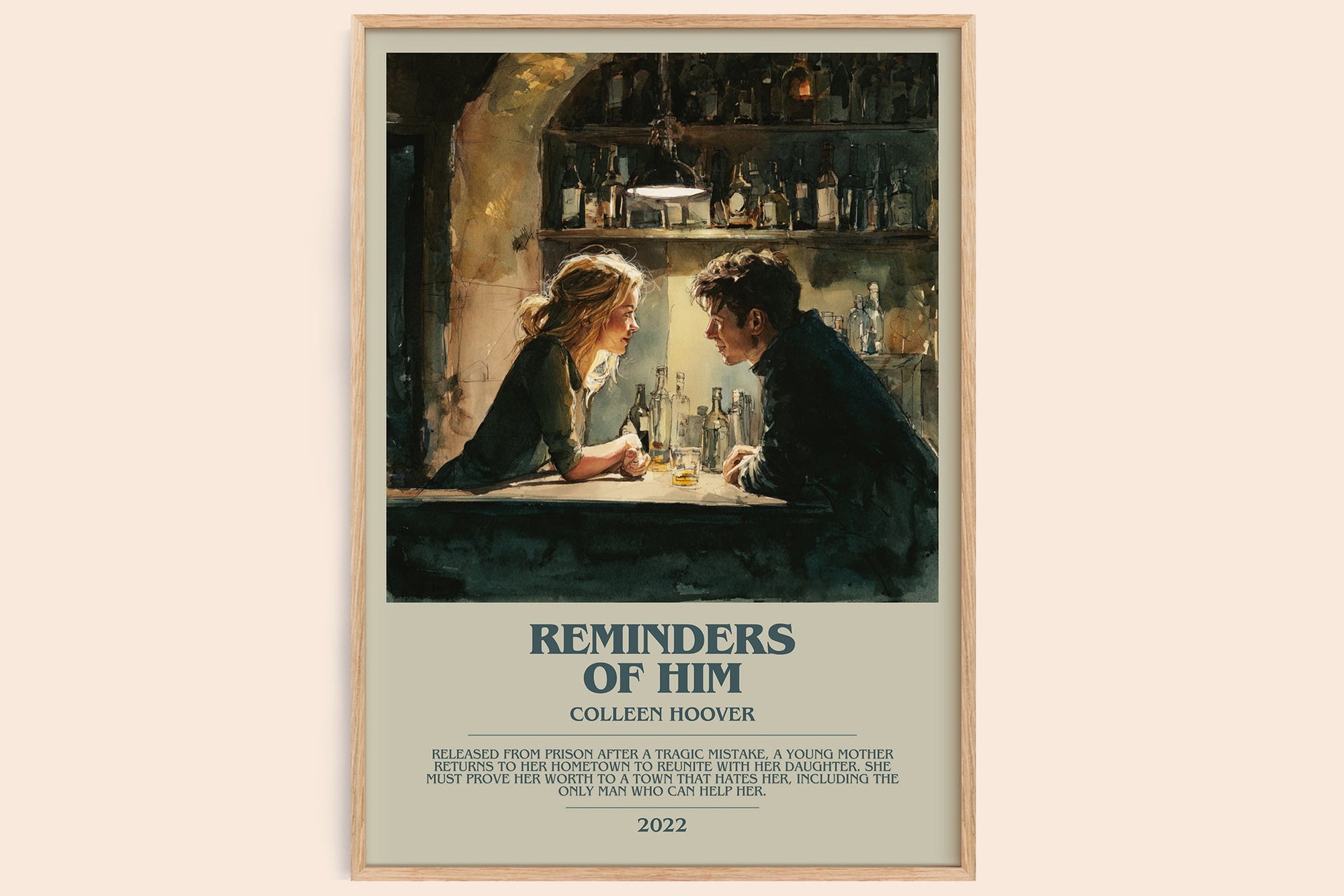 Reminders of Him bookish book poster by Colleen Hoover – framed literary art print
