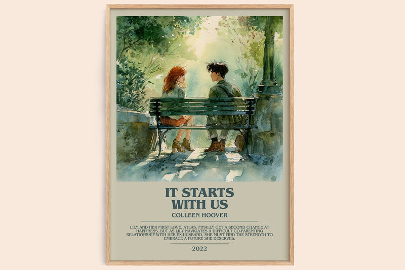 It Starts With Us bookish book poster by Colleen Hoover – framed literary art print