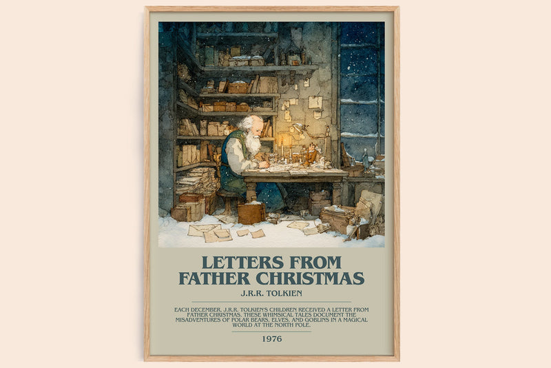 Letters from Father Christmas bookish book poster by J. R. R. Tolkien – framed literary art print