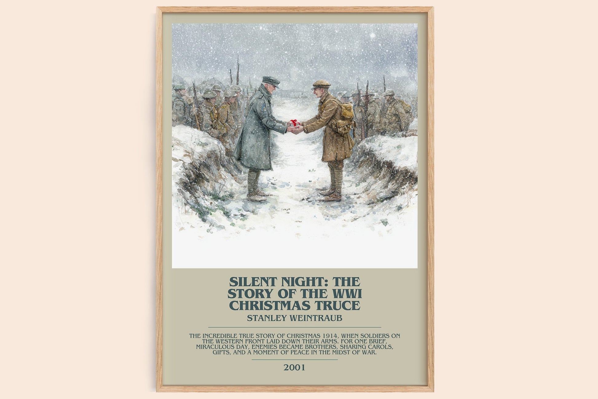 Silent Night: The Story of the World War I Christmas Truce bookish book poster by Stanley Weintraub – framed literary art
