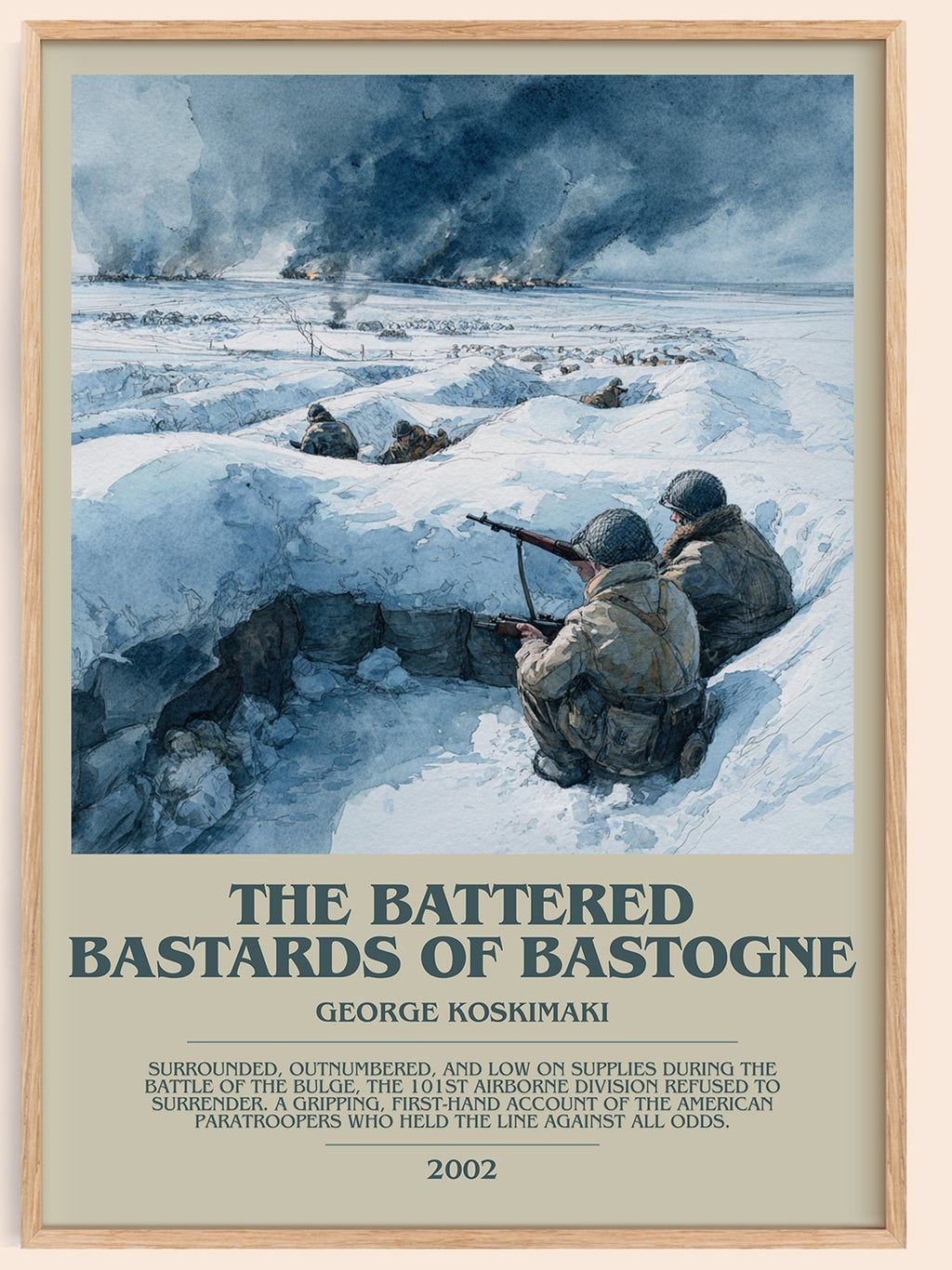 The Battered Bastards Of Bastogne bookish book poster by George Koskimaki – framed literary art print