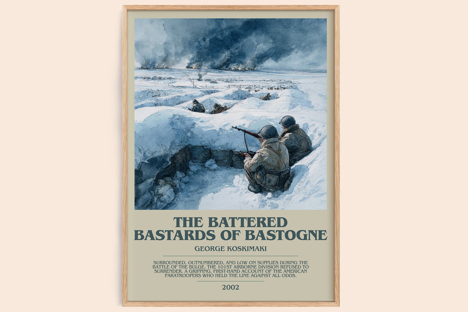 The Battered Bastards Of Bastogne bookish book poster by George Koskimaki – framed literary art print