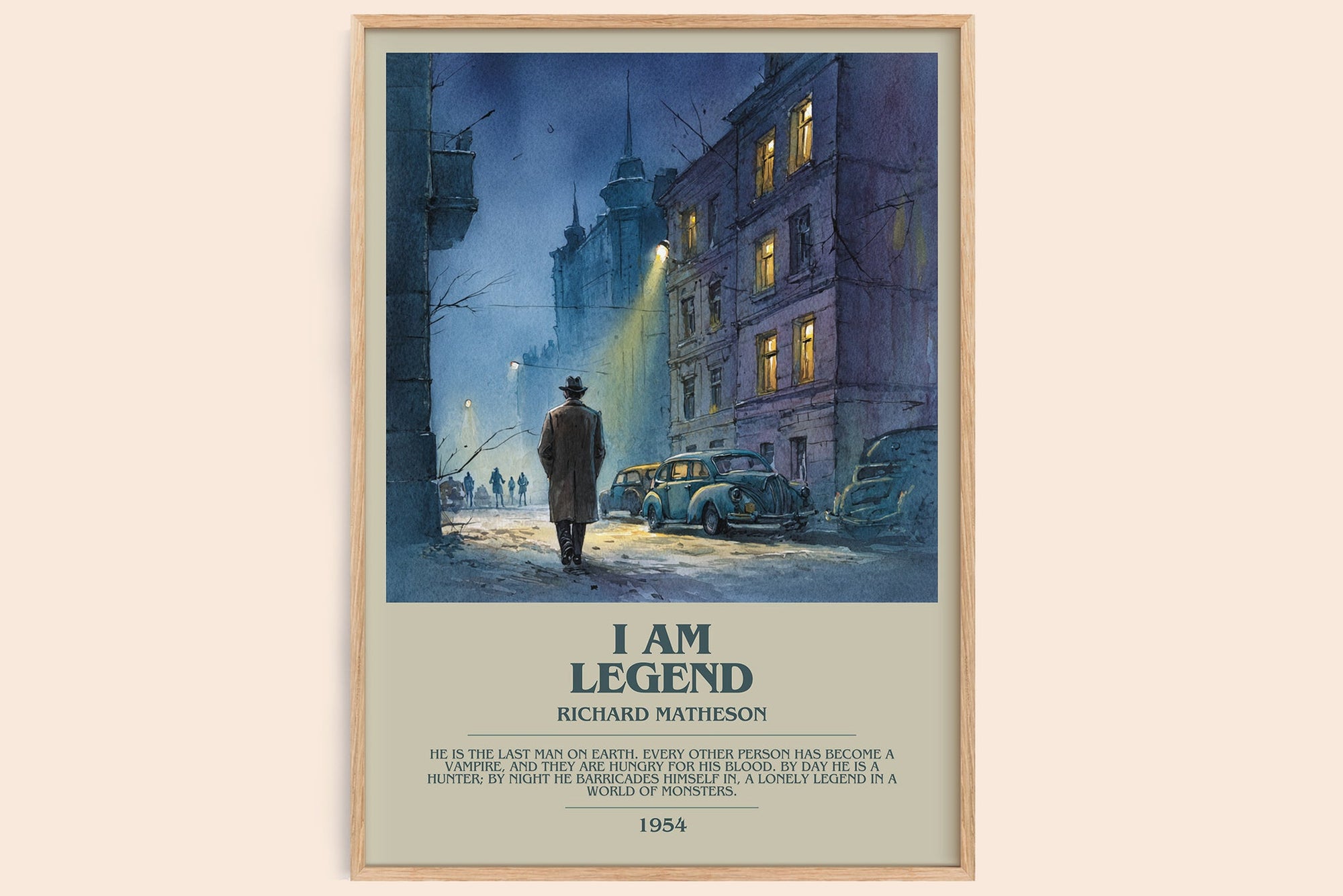I Am Legend bookish book poster by Richard Matheson – framed literary art print