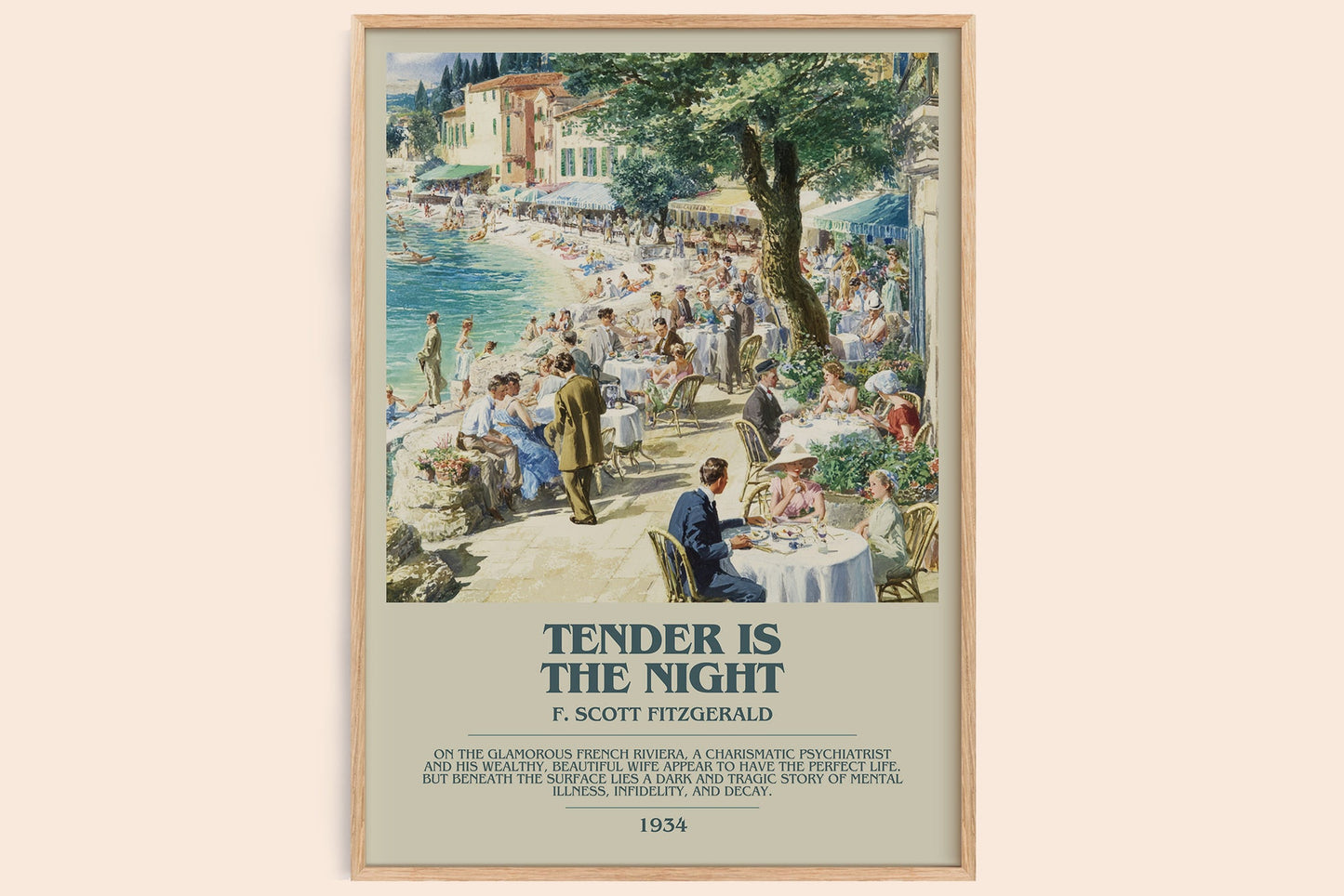 Tender Is the Night bookish book poster by F. Scott Fitzgerald – framed literary art print